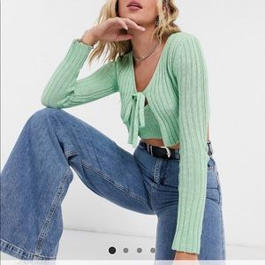 Knit Tie Cardigan & Tank Top